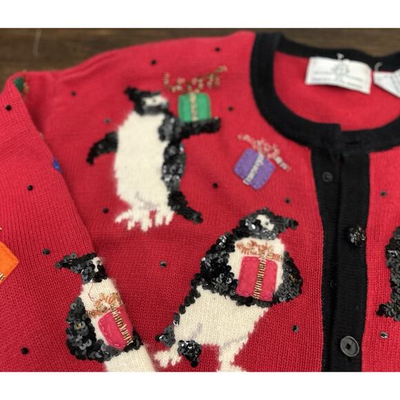 DESIGN OPTIONS by Philip and Jane Gordon Vintage CHRISTMAS CARDIGAN SZ XL - Picture 4 of 4